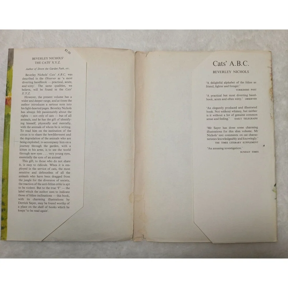 Beverley Nichols / CATS' X.Y.Z 1st Edition 1961